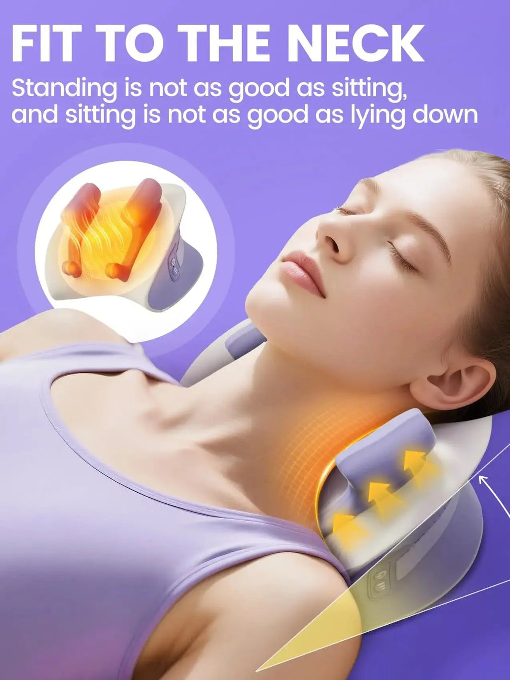 Electric Neck Massager with Heat Therapy - Purple Tidesmit Wellness Device Massage Cushion Tidesmit