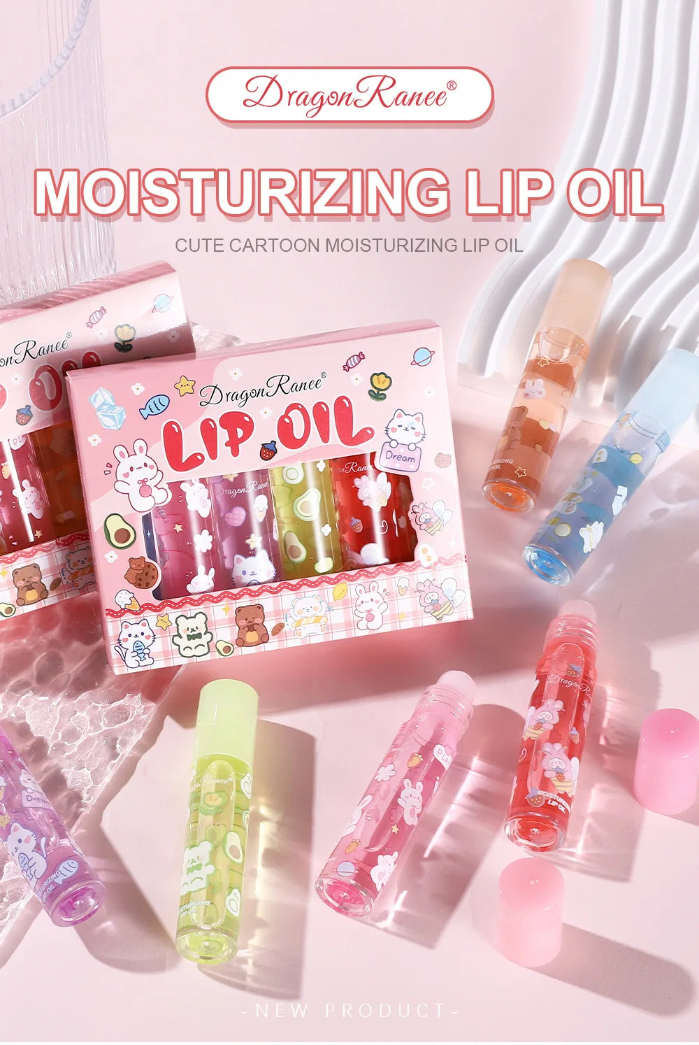 Hydrating Flower Lip Oil Set – 6-Piece Non-Stick Moisturizing Lip Treatment Lip Care Tidesmit