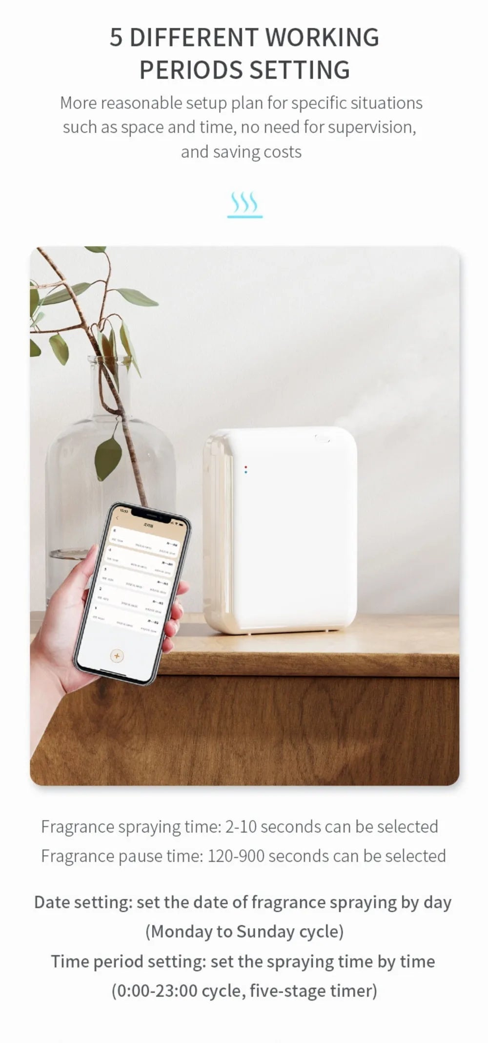 Smart Waterless Essential Oil Diffuser Home Fragrance Oil Scent Machine  Desktop Bluetooth Controlled Aroma Diffuser for Hotel