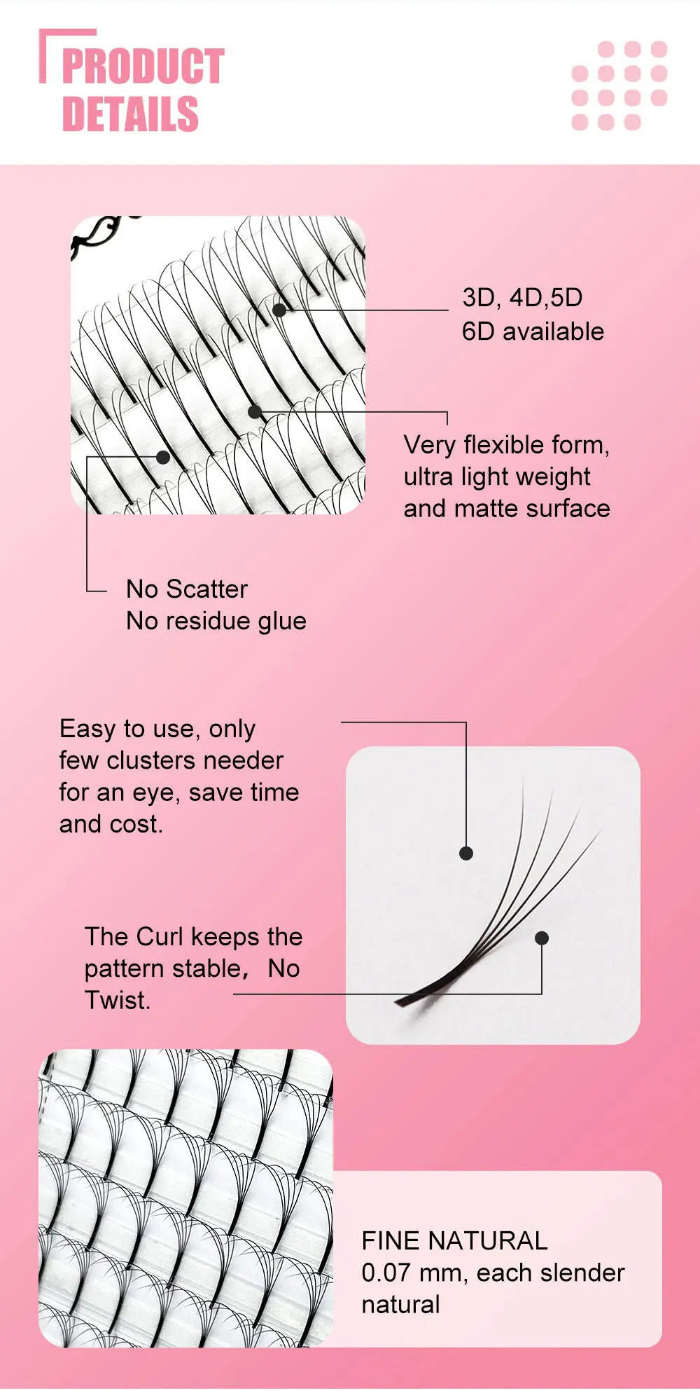 Russian Volume Eyelash Extensions 5D-6D | Matte Soft False Lashes False Eyelashes Tidesmit