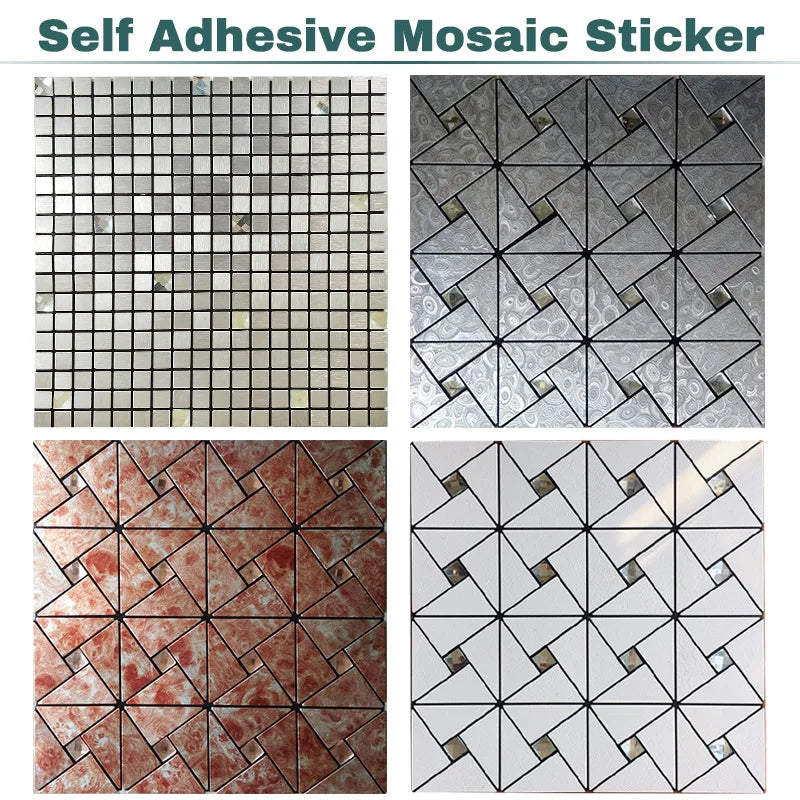 5 Pcs Self Adhesive Mosaic Stick Wall Tile Backsplash Bathroom Washbasin Living Room Home Background KTV Decor Wall Decals