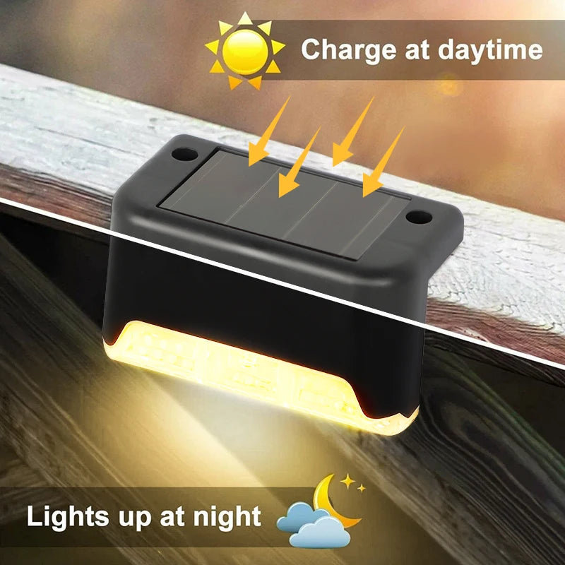Solar Lights Outdoor Waterproof, Garden Fence Lights, Landscape Terrace Solar Step Lights - Suitable for Step Lighting Decoration, Guardrail Lighting, Etc