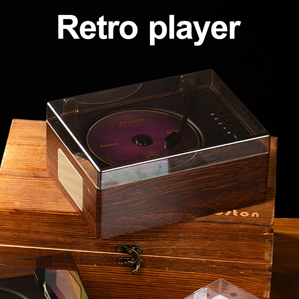 Portable Retro CD Player - Bluetooth Speaker with Woodgrain Finish Tidesmit