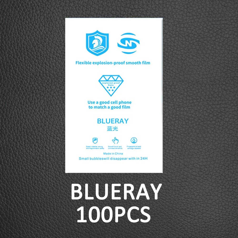 BlueRay hydrogel film pack, 100pcs, curved fit, flexible explosion-proof smooth film