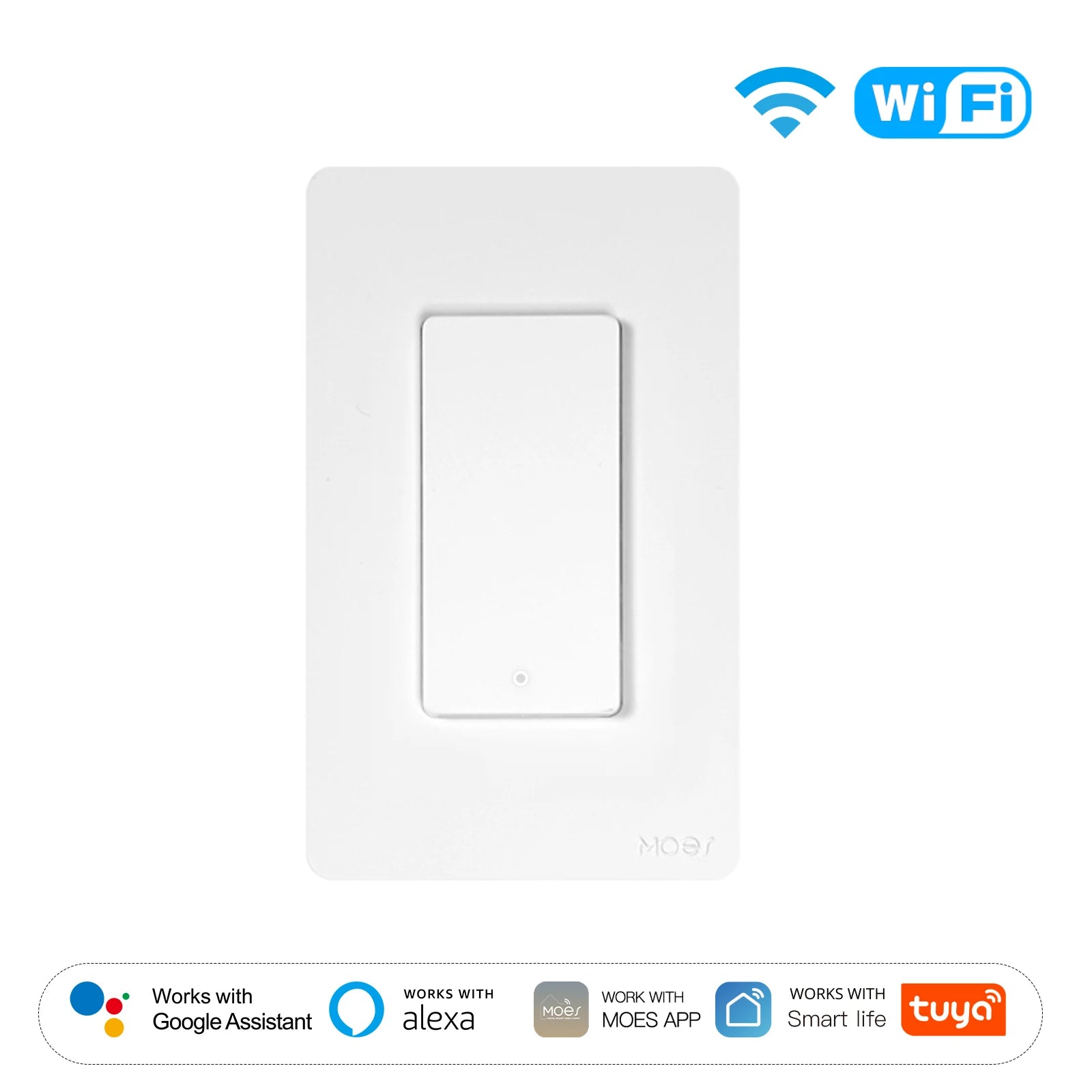 Smart Wi-Fi Wall Switch | App Controlled Light Switch | 1-4 Gang Tidesmit 1 Gang Tidesmit