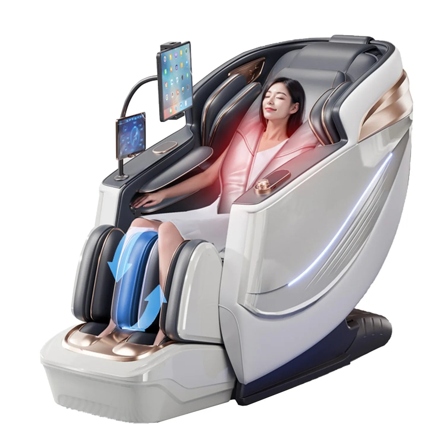 6D Dual-Core Electric Massage Chair with SL Track and Heat Therapy Body Shaping Massage Equipment white China Mainland