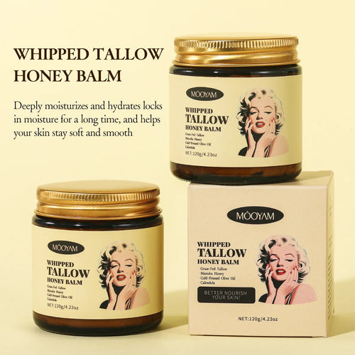 Tidesmit 120g whipped beef tallow and honey balm for deep skin hydration and face and body moisturizing.