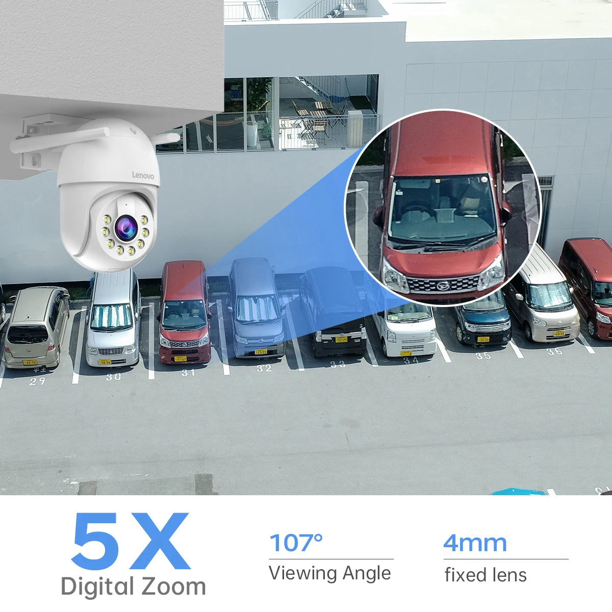 Lenovo 3MP HD Smart Wifi PTZ Camera Outdoor 5x Digital Zoom Auto Tracking ONVIF CCTV IP Camera Security Video Surveillance Cam