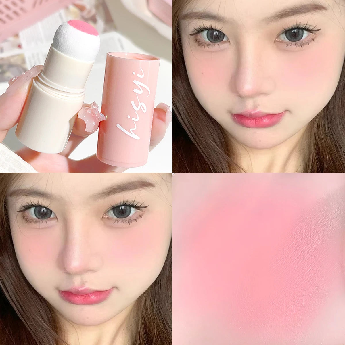 Tidesmit Cloud Soft Matte Blush Stick texture close-up for vibrant natural face makeup and flawless skin tone