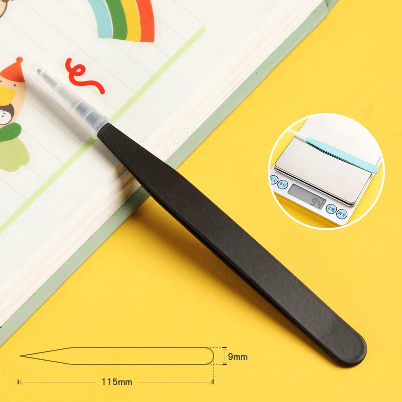 Eyelash Tweezers Set for False Eyelashes - Precision Applicator Tools False Eyelashes Black Straight Tidesmit