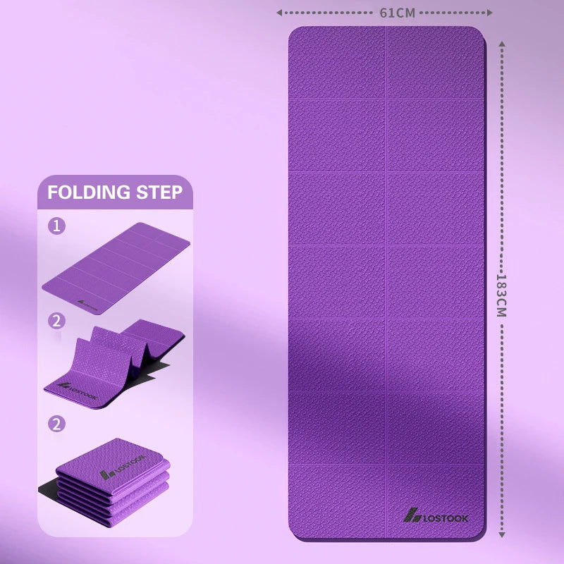 【Nice】1PC Foldable Yoga Mat Eco Friendly Tpe Folding Travel Fitness Exercise Double Sided Non-Slip For Pilates & Floor Workouts