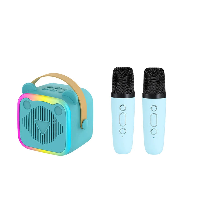 K10 Wireless Bluetooth Speaker With 2 Microphone RGB Light Outdoor Home Karaoke Voice Change Mini Speaker for Family Gifts
