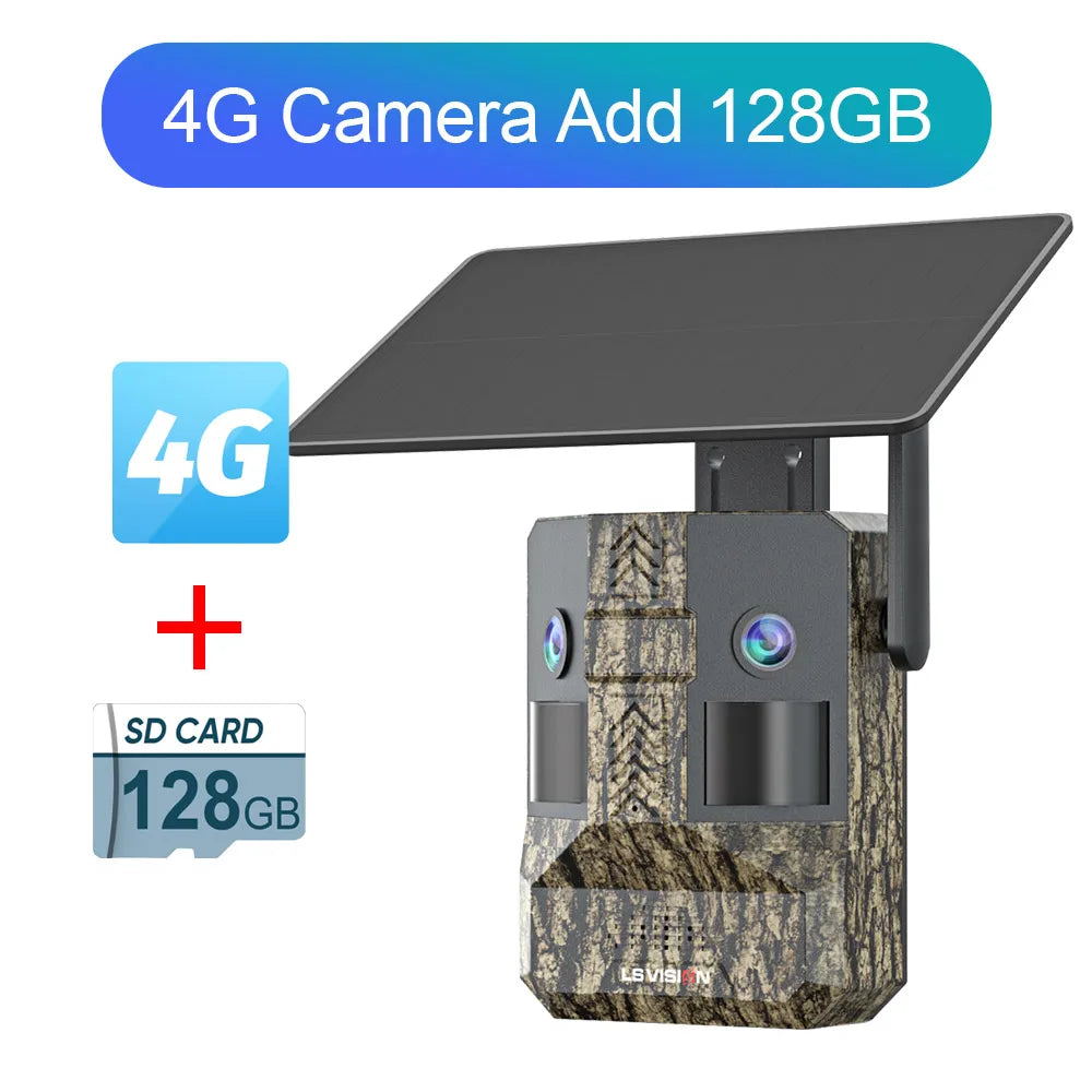 UCON 24MP Outdoor Solar Cellular Trail Camera Wildlife Camera Dual Screen Dual PIR Animal Detection 0.2s Triggered Night Vision