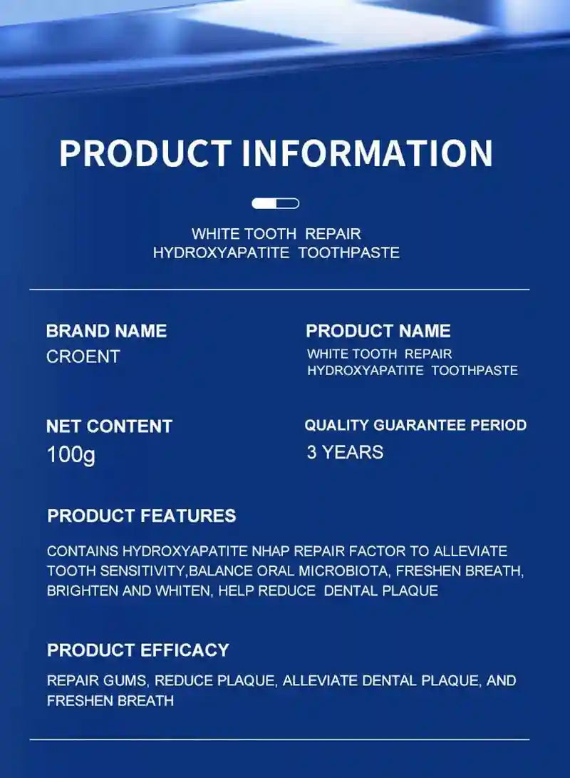 Tidesmit 120g hydroxyapatite whitening toothpaste for plaque removal, stain reduction, and fresh breath.