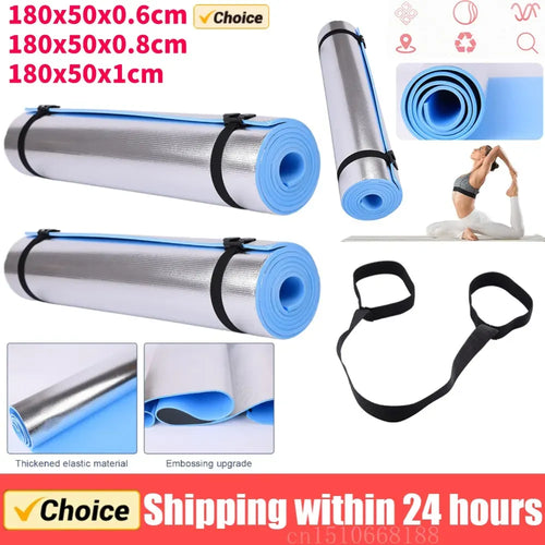 Thick EVA foam yoga mat, side angle view of anti-skid fitness mat for Pilates and gym exercise in our smart yoga mats.