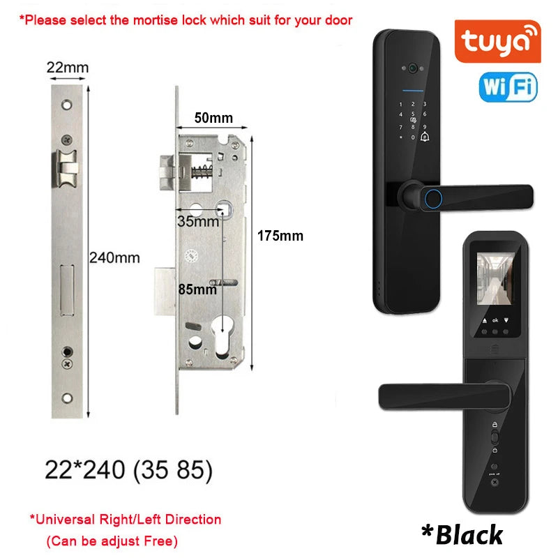 XSDTS New Tuya Wifi Digital Electronic Smart Door Lock With Biometric Camera Fingerprint Smart Card Password Key Unlock