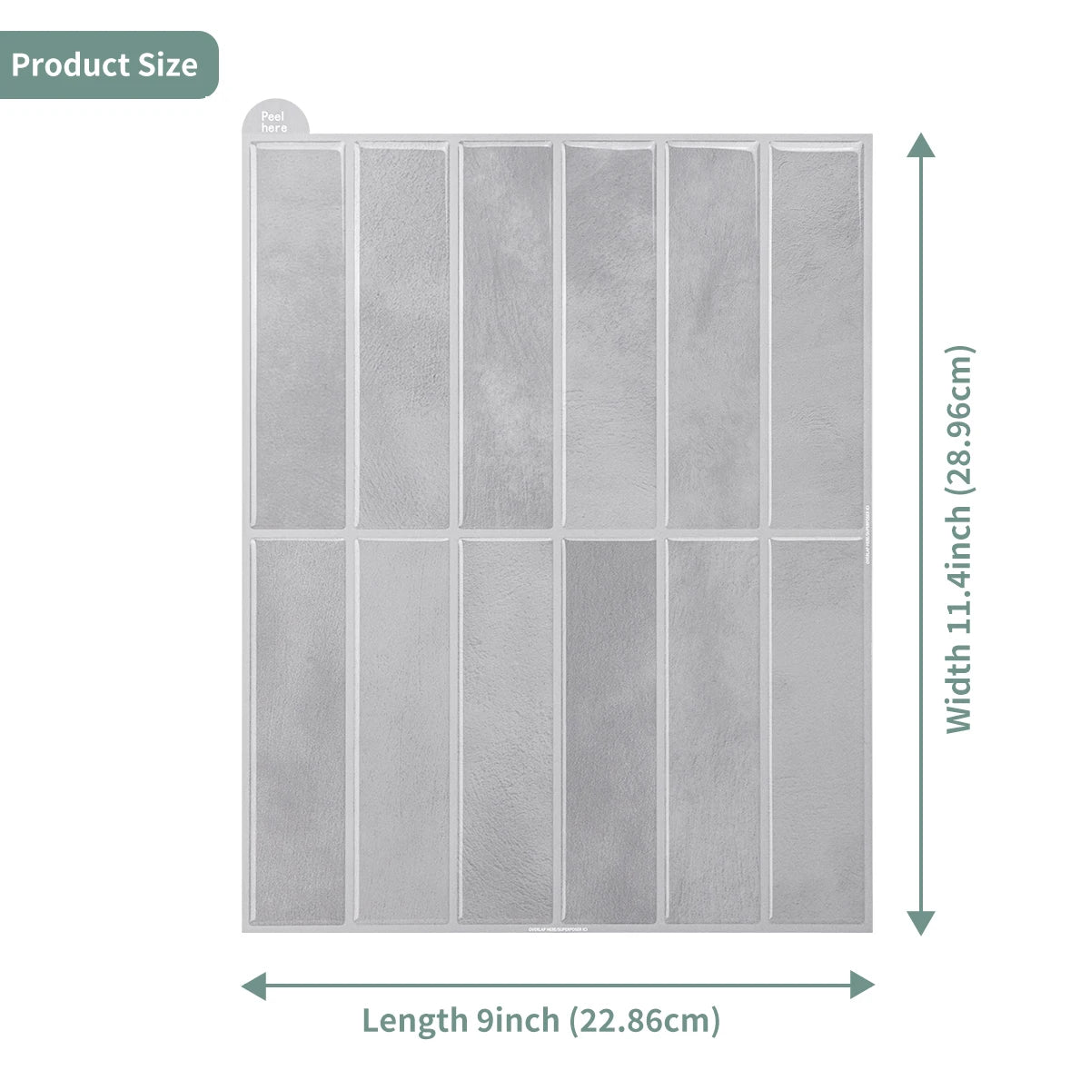 Square tile wall sticker mosaic set in gray, peel-and-stick backsplash panels
