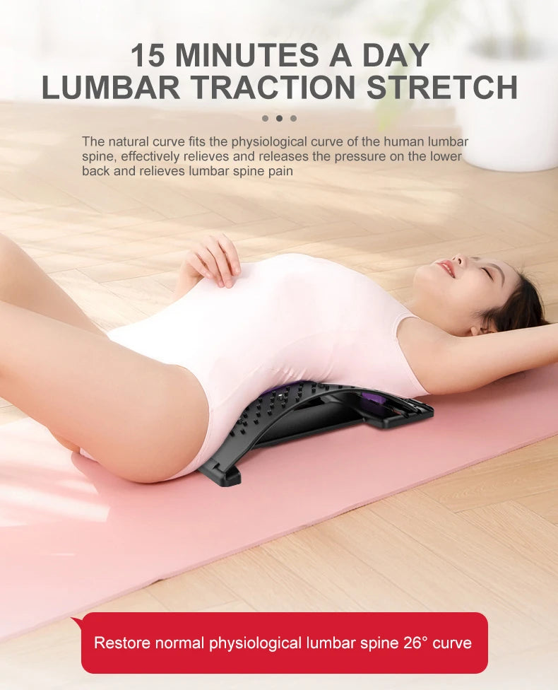 Back Stretcher for Lumbar Pain Relief - Ergonomic Muscle Support Device Back Massage Instrument Tidesmit