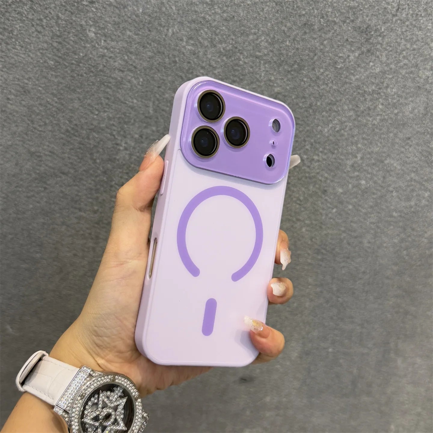 Magnetic iPhone 16 Pro Case with Matte Electroplating and Lens Protection Q Purple Tidesmit