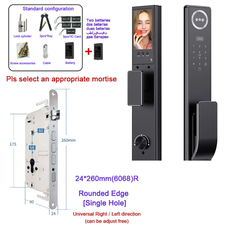 Outdoor Waterproof Lock Wifi Tuya APP Remote Voice Intercom Electronic Door Lock Face Fingerprint Smart Door Lock With Camera