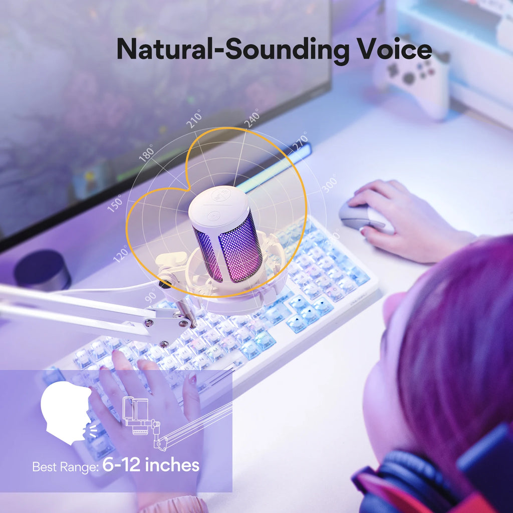 USB Gaming Microphone DGM20S with RGB Lighting and Mute Control Tidesmit