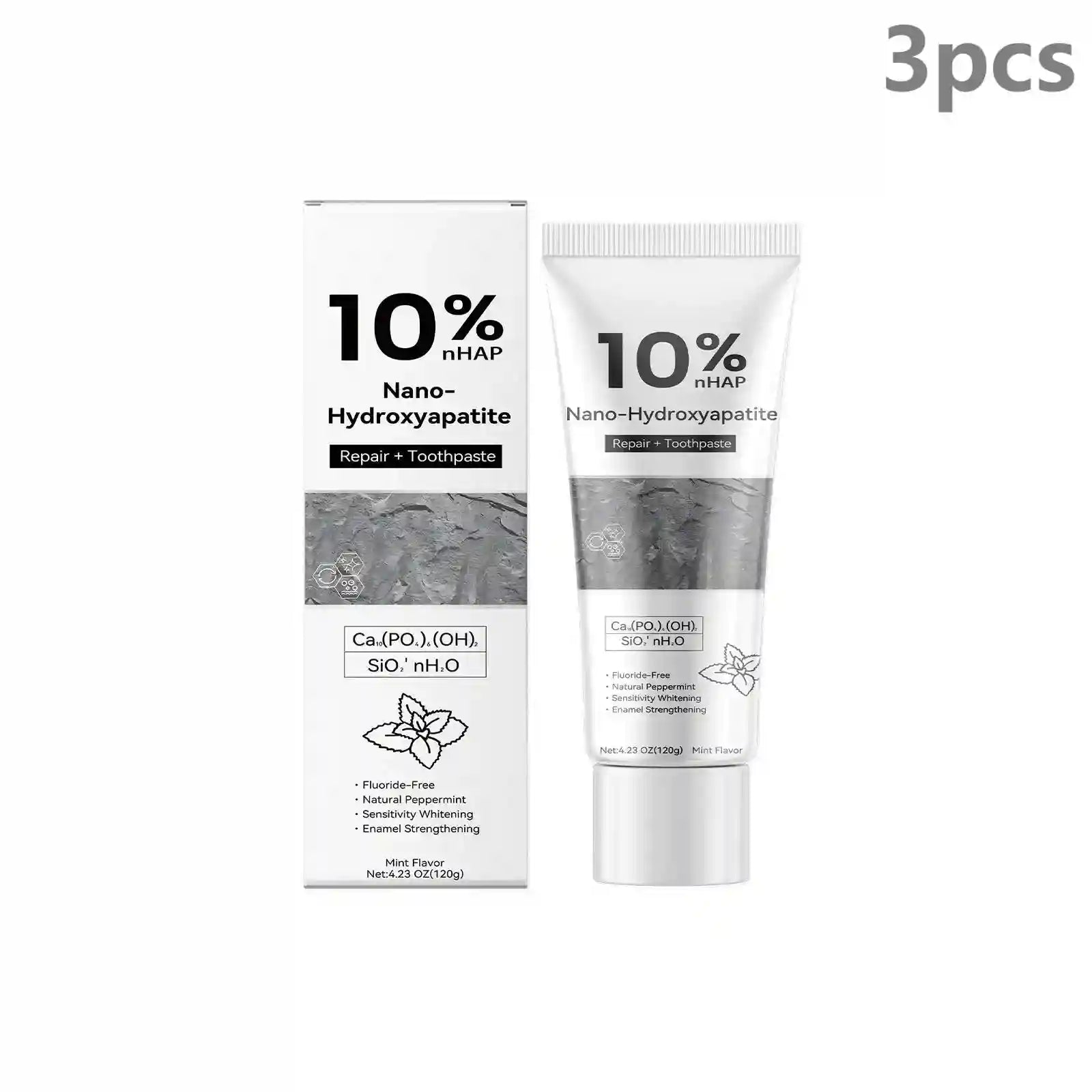 Tidesmit nano hydroxyapatite toothpaste for teeth whitening, tartar removal, and plaque control.