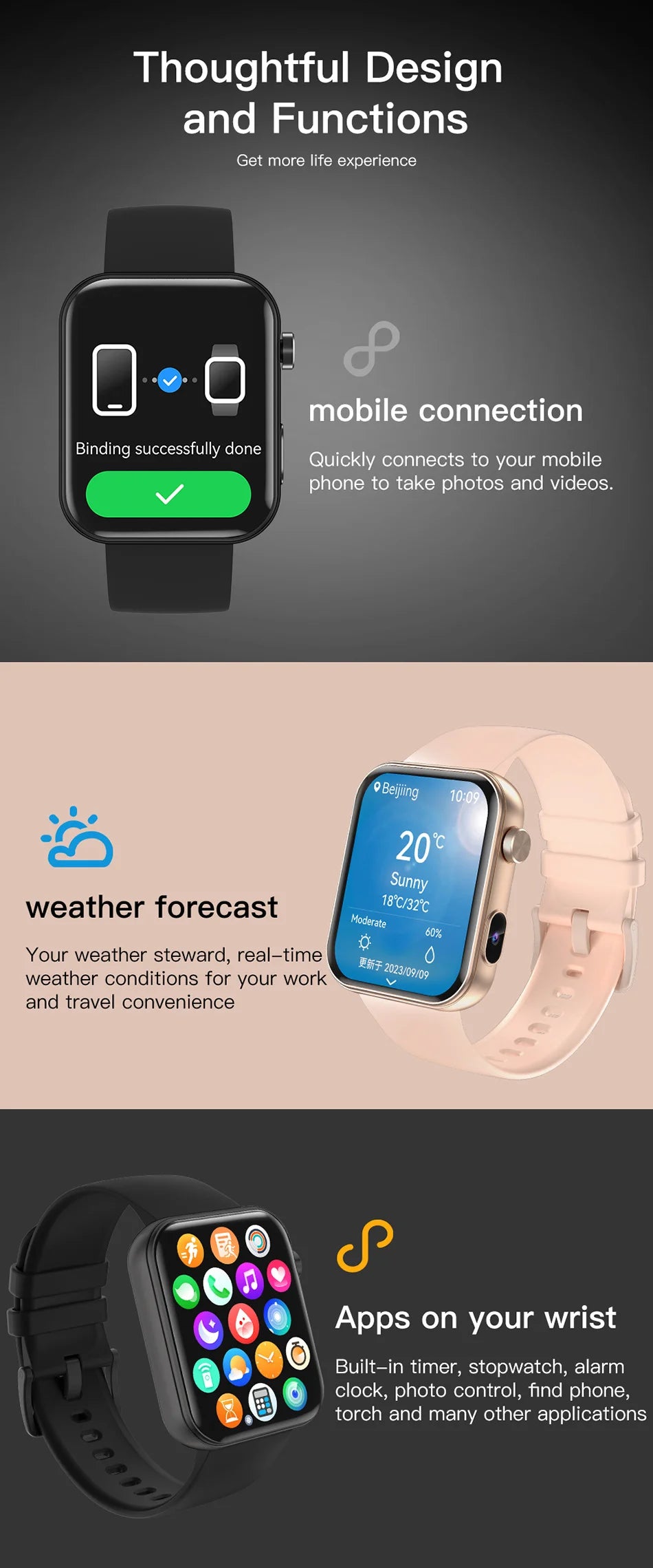 New Smart Watch Women Men Camera Take Photo Record Video Heart rate Sports Fitness Waterproof Bluetooth Call For Android iPhone
