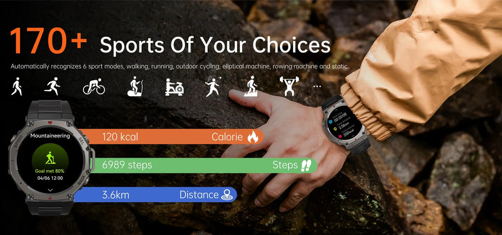 Military 2025 Smartwatch Men,1.43" AMOLED 5ATM Waterproof 170+ Sport Modes Smart Watch Built-in GPS BT Call for Xiaomi Samsung