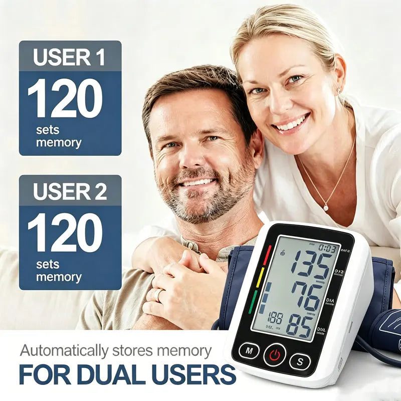 Electric Tonometer Arm Blood Pressure Monitor Digital Heart Beat Rate Pulse Meter Automatic Home Blood Pressure Meter Medical