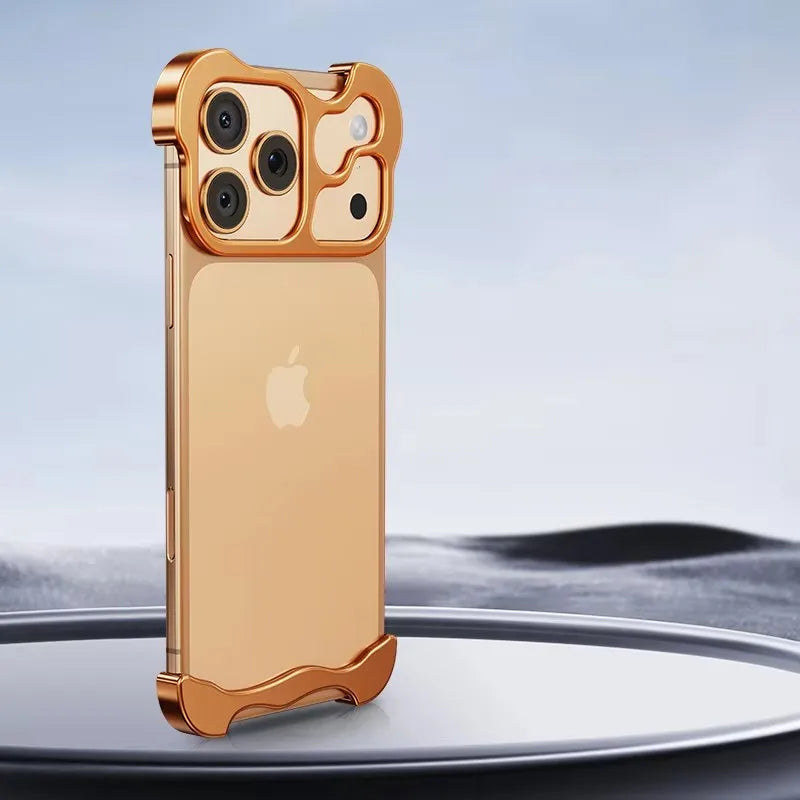 iPhone 16 Pro Metal Bumper Case | Aluminum Alloy Shock-Absorbing Cover Orange Tidesmit