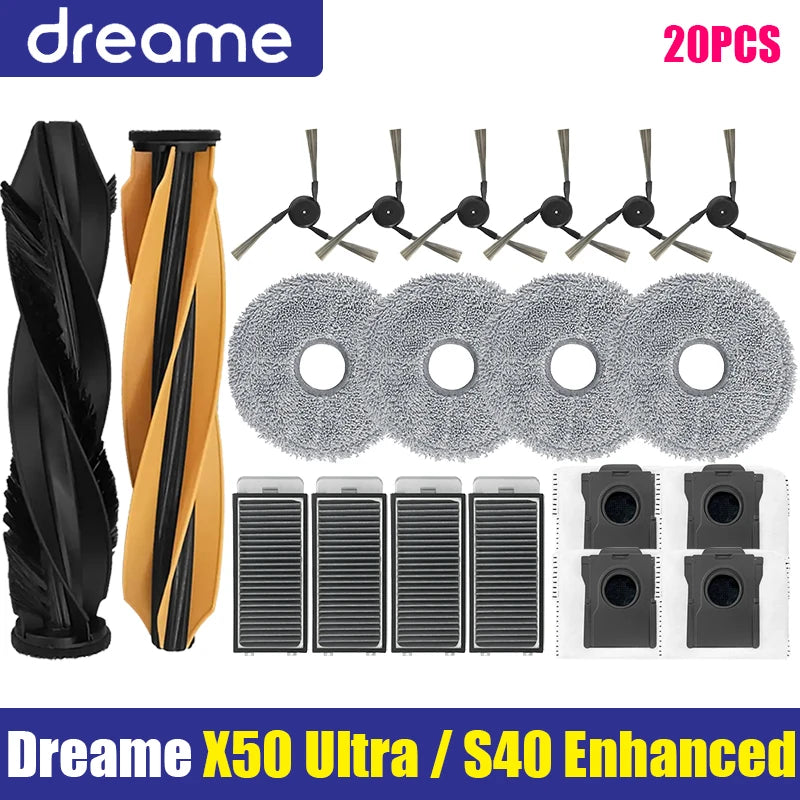 Tidesmit replacement parts kit for Dreame X50 Ultra and S40 including rollers, side brushes, HEPA filters and mop pads