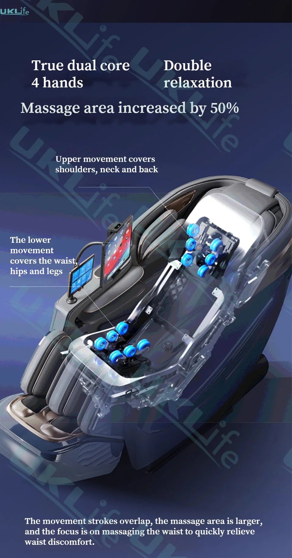 Zero Gravity SL-Track Massage Chair - Full Body Muscle Relief White/Blue Massage Chairs Tidesmit