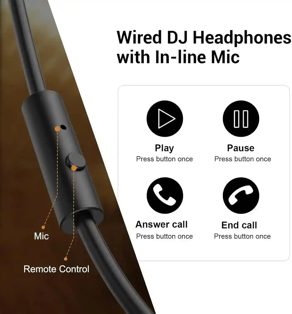 Wired Over-Ear Studio Monitor Headphones with Mic - Tidesmit Pro 10 Tidesmit