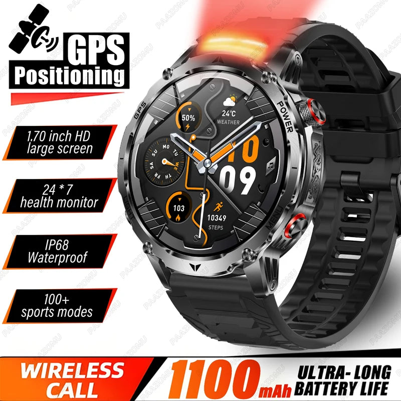 T-Rex 3 Military Grade 1100mAh Battery Smart Watch 10ATM Waterproof GPS Compass Altimeter Call AMOLED Men Swim Sports Smartwatch