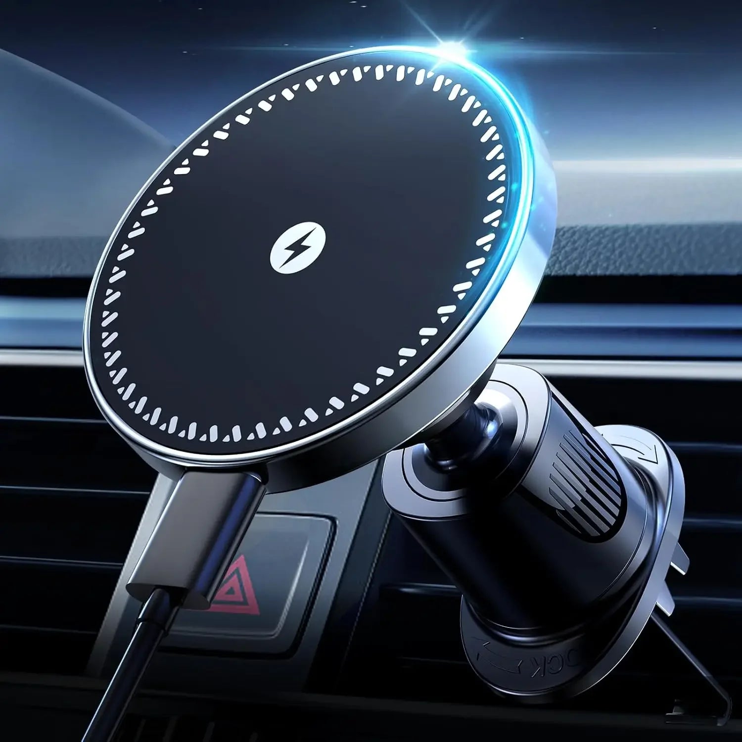Magnetic Wireless Car Charger 15W - MagSafe Compatible Air Vent Mount Black Tidesmit
