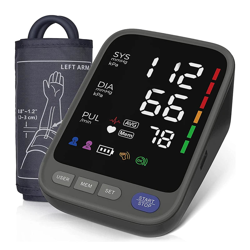 Kingclinic Blood Pressure Machine, Automatic Digital Upper Arm Blood Pressure Monitor with Adjustable Large Cuff