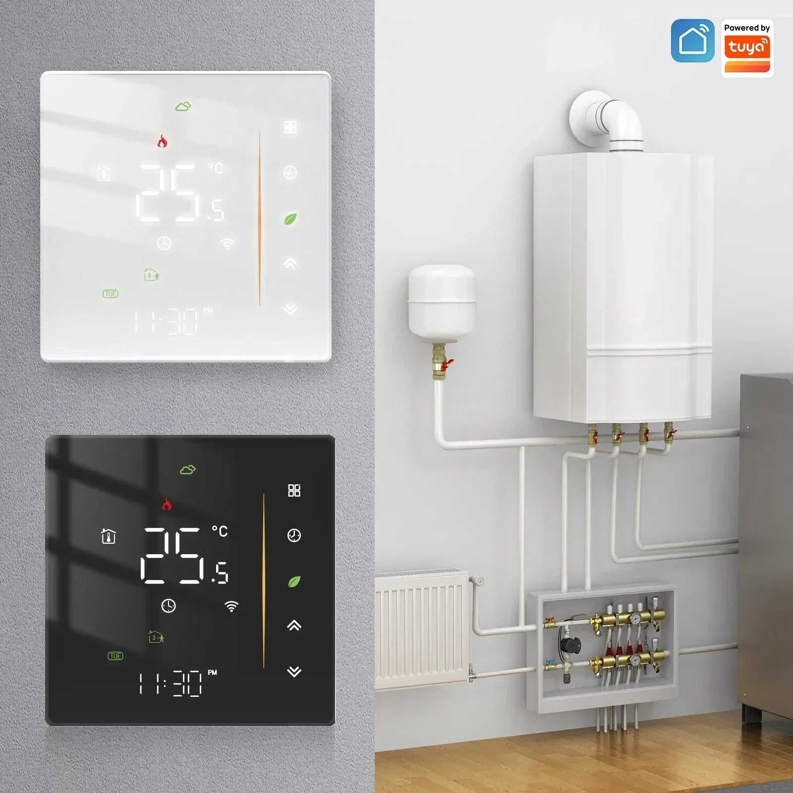 MOES Thermostat WiFi Wireless Room Temperature Controller of Water/Electric Floor Heating Gas Boiler Humidity Tuya Alexa Google