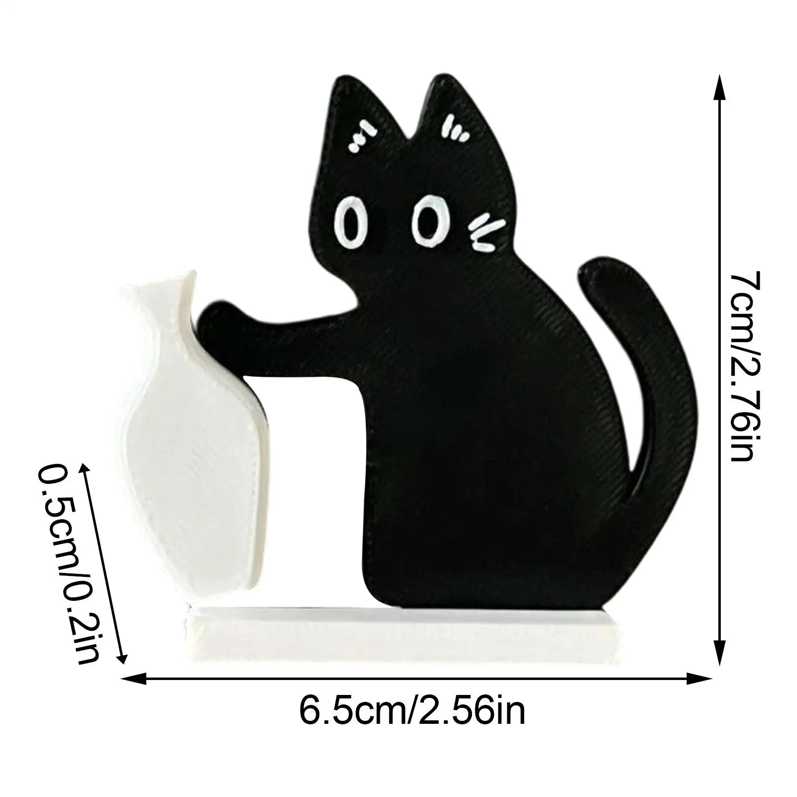 Black cat memorial vase magnet, 2.76-inch 3D printed keepsake for pet loss comfort and cat lover home decor.