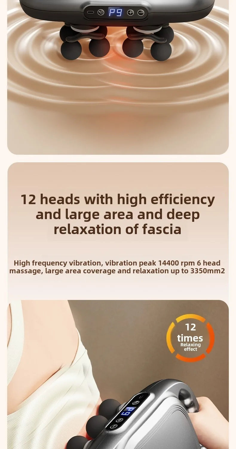 Deep Tissue Muscle Massager - 12-Head Percussion Back Therapy Tool Back Massage Instrument Tidesmit