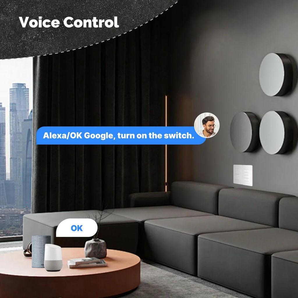 Smart Wi-Fi Wall Switch | App Controlled Light Switch | 1-4 Gang Tidesmit Tidesmit