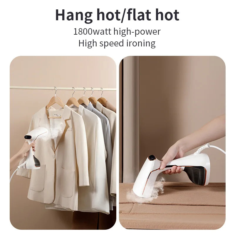 Tidesmit 1800W portable garment steamer with touch screen control showing 15-second fast preheat feature for clothes