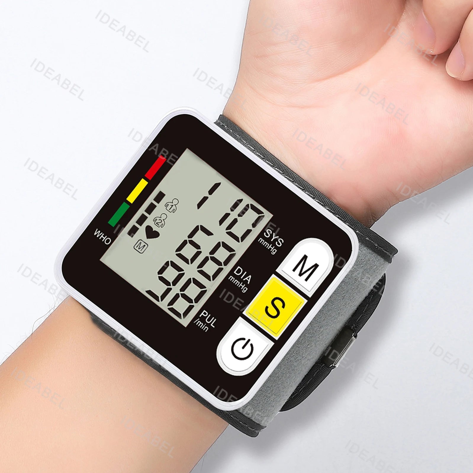 Wrist Blood Pressure Monitor Tonometer Automatic Digita Sphygmomanom BP LCD Screen Portable Health Care Heart Rate Pulse Meter