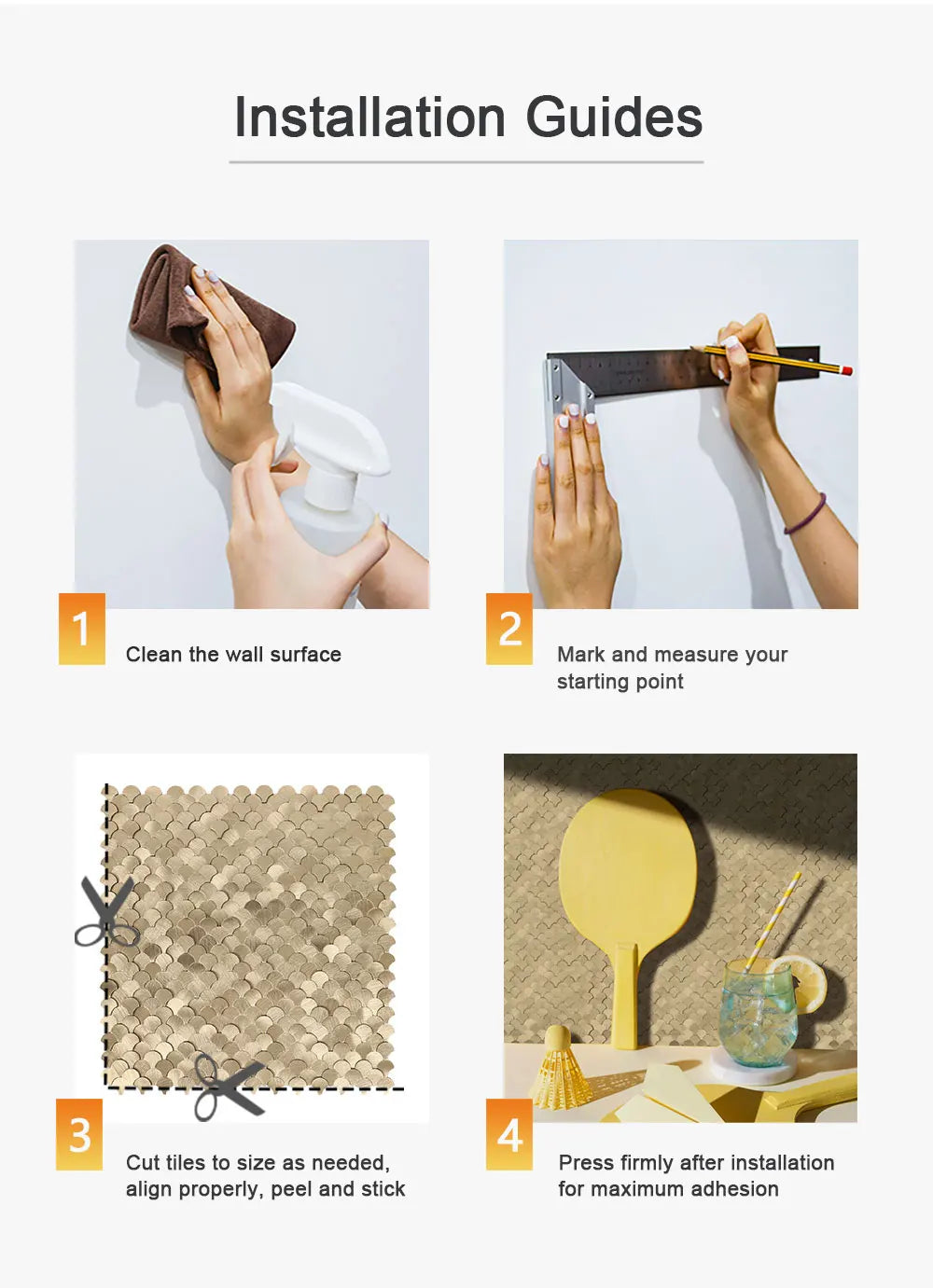 3D Fan-Shaped Peel and Stick Backsplash Self Adhesive Wall Tiles Kitchen Decor Stick on Tiles Backsplash