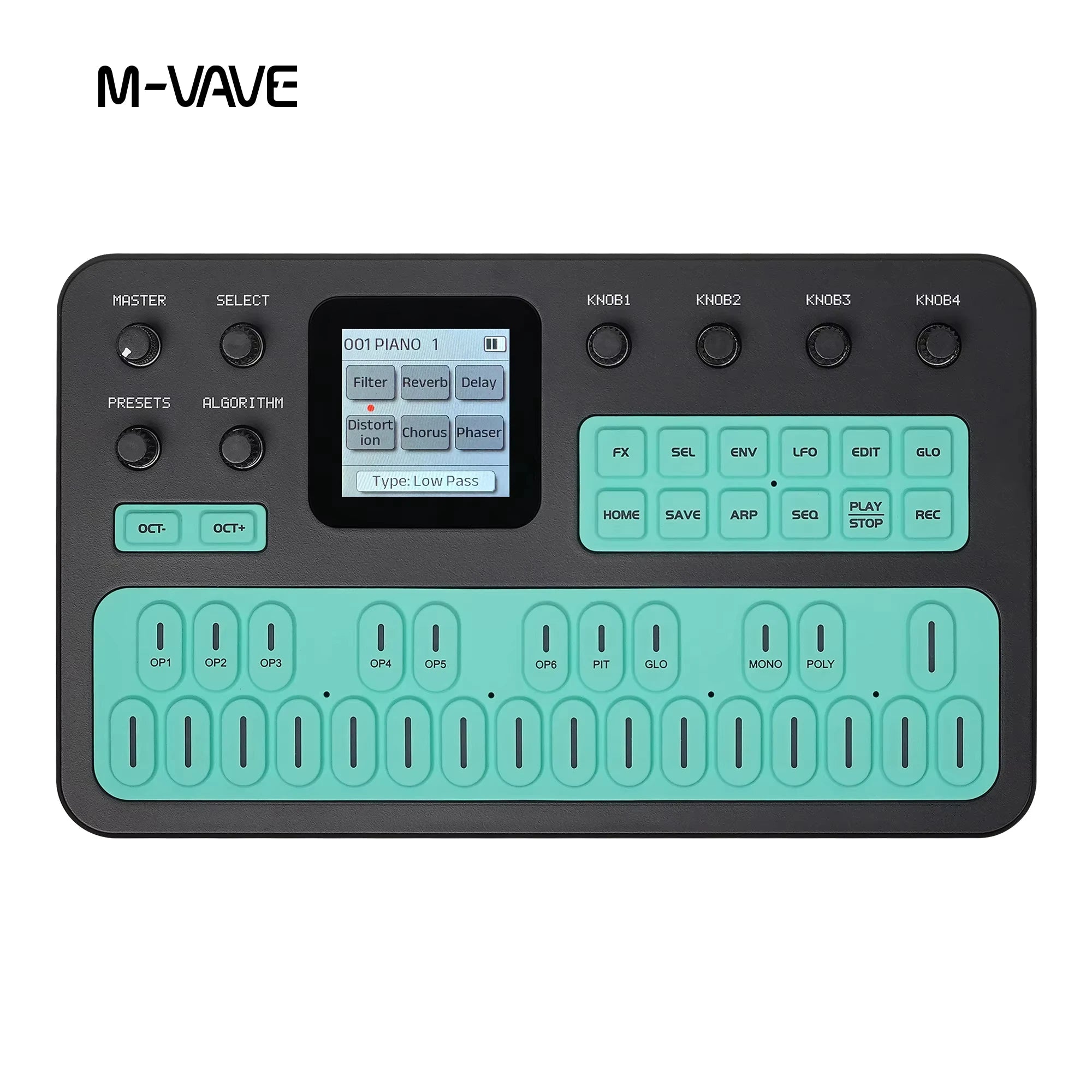 M-Vave Fm-1 Portable Fm Synthesizer Effect Pedal 12h Battery 6-Operator 32-Algorithm 128 Presets Built-In Speaker Bluetooth Midi