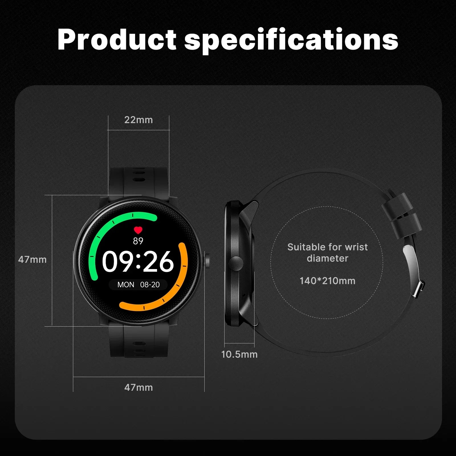 MOES Smart Watch Alexa Built-in Fitness Tracker Heart Rate and Two Dial Styles Blood Oxygen Monitor, IP68 Waterproof Touchscreen