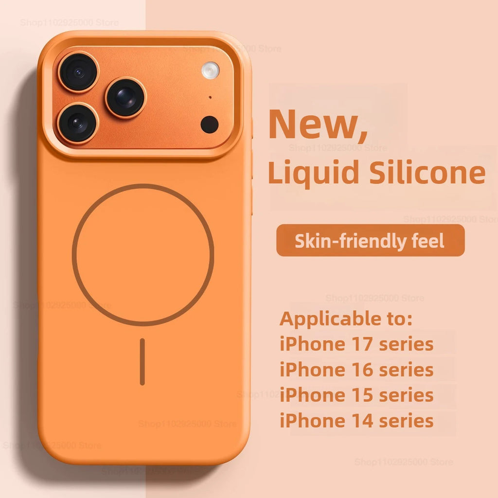 Magnetic Liquid Silicone Case for iPhone 16 Plus - Shock-Absorbing Cover Orange China Mainland Tidesmit