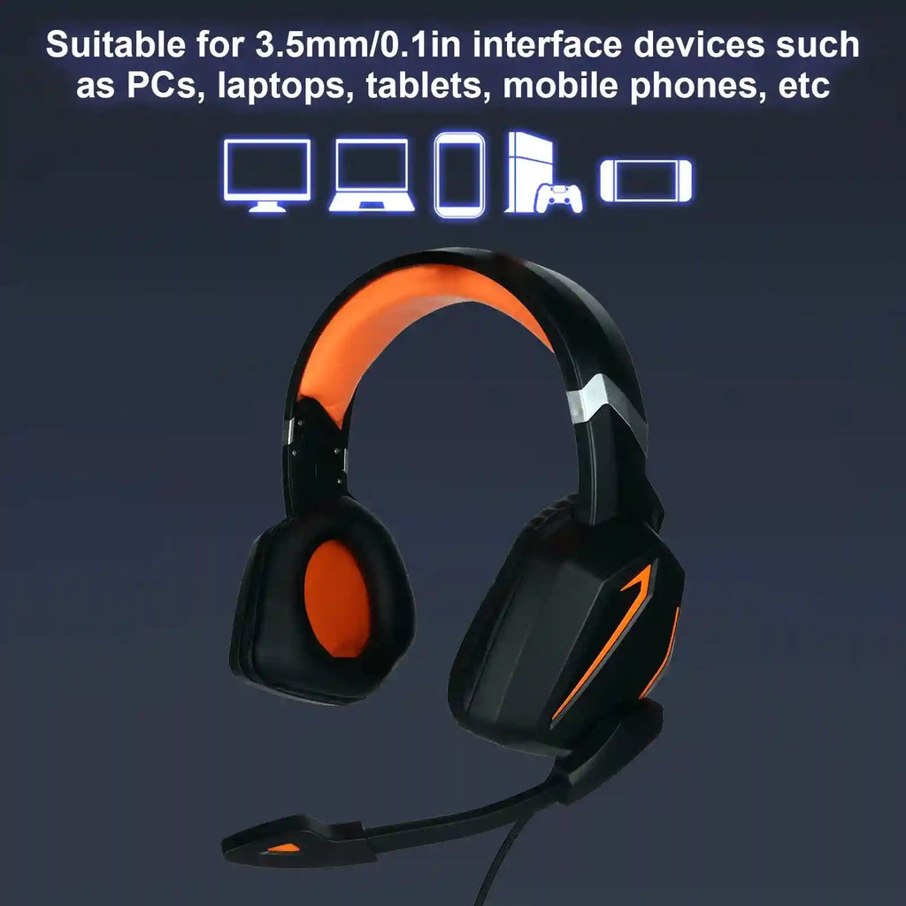 Gaming Headset with Surround Sound and Memory Foam - Black/Orange Tidesmit