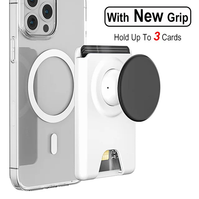 Magnetic Phone Wallet Case with Grip - Slim Shock-Absorbing Cover White Black Tidesmit