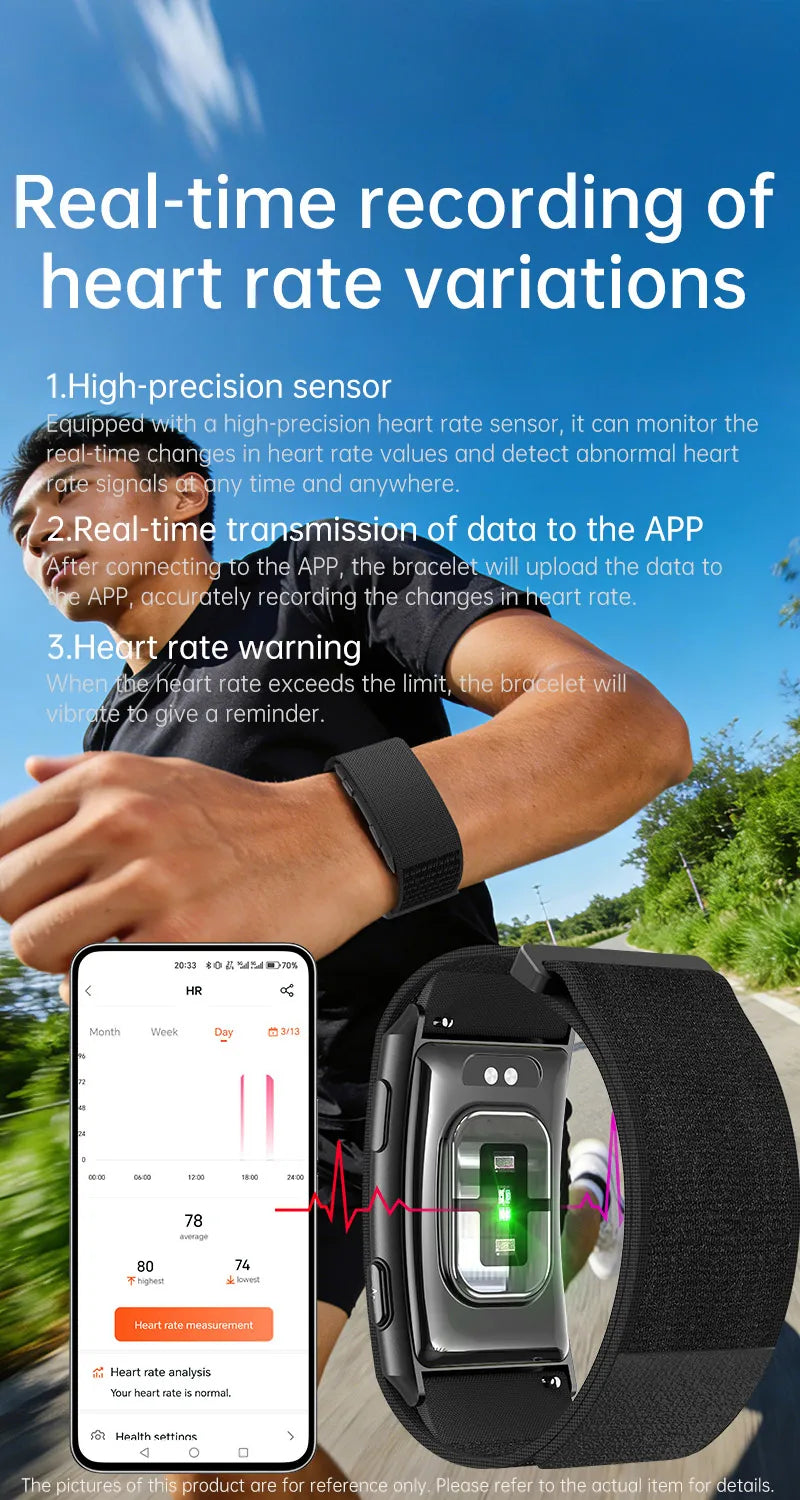 VWAR No Screen Health Smart Bracelet ECG+PPG Blood Pressure Heart Rate Sleep 24h Monitoring Fitness Tracker Smartwatch Men Women