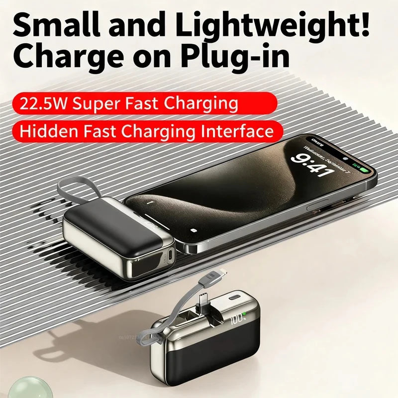 Tidesmit 20000mAh Portable Power Bank with Built-in Fast Charging Cable Tidesmit